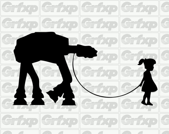 A Girl and Her Pet AT-AT Sticker