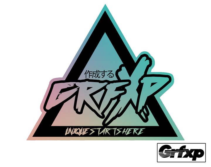 Grfxp Unique Starts Here Iridescent Triangle Printed Sticker