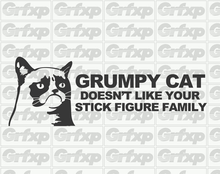 Grumpy Cat Doesn't Like Your Stick Figure Family Sticker