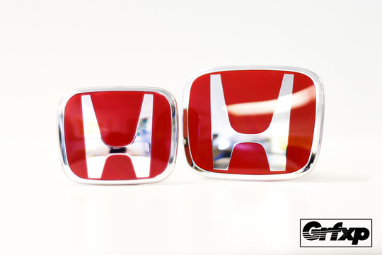 JDM Honda red and chrome type-r emblems authentic genuine